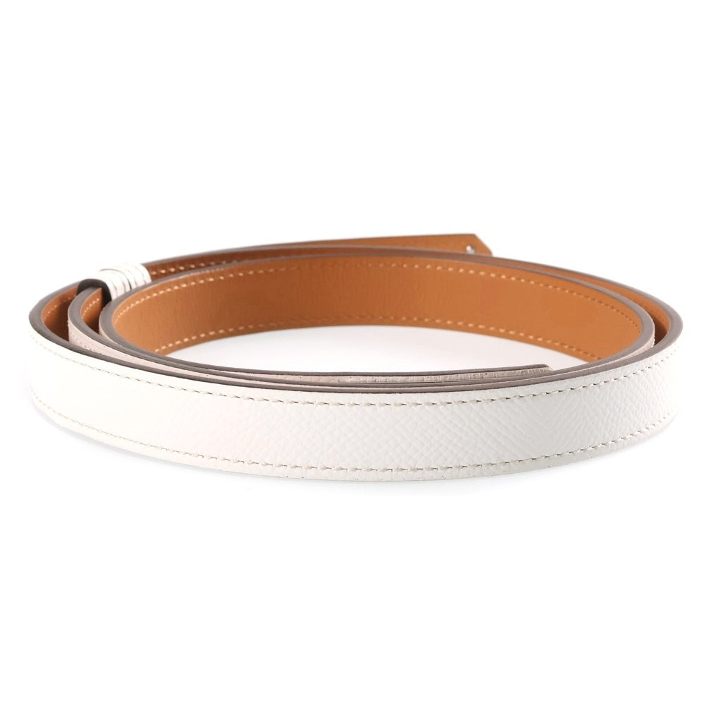 HERMES(エルメス) ケリーベルト エプソン シルバー金具 U刻印 ベルト ホワイト レディース