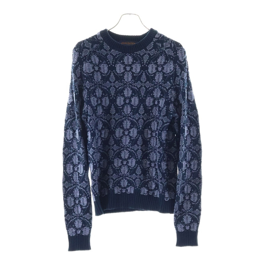 LOUIS VUITTON(ルイヴィトン) 20AW フラワー ミドルゲージクルーネックニット ネイビー RM202 YGF HJN77W