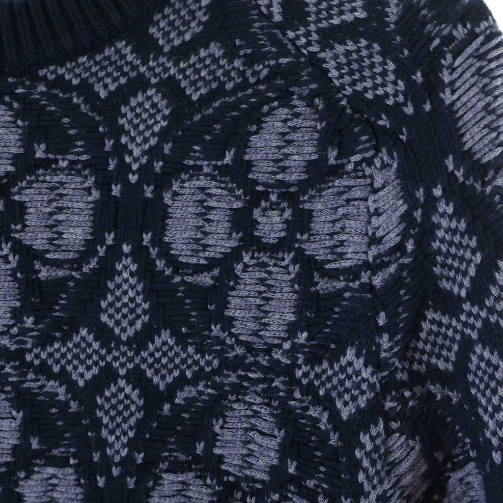 LOUIS VUITTON(ルイヴィトン) 20AW フラワー ミドルゲージクルーネックニット ネイビー RM202 YGF HJN77W