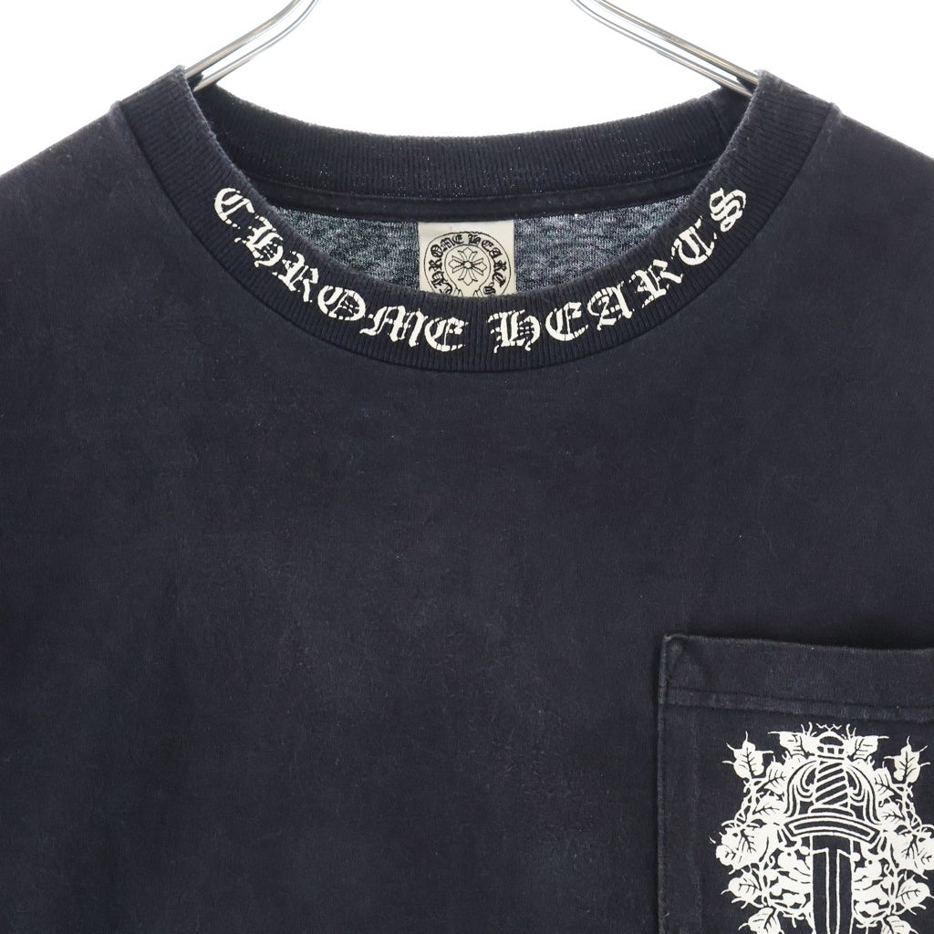 CHROME HEARTS(クロムハーツ) OLD S/S オールド ヴァインダガー ネックロゴ バックスクロールラベルプリント 半袖Tシャツカットソー ブラック