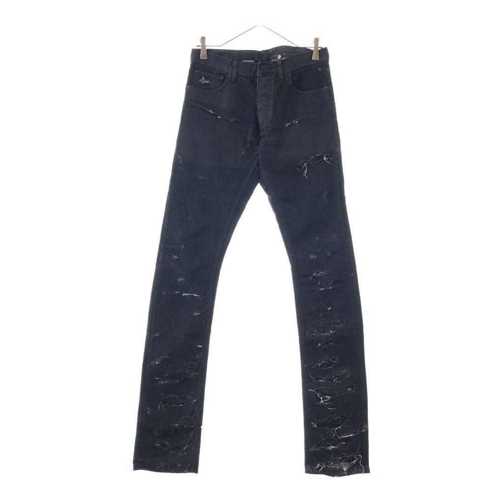 Dior HOMME(ディオールオム) 04SS エディ期 デストロイ加工 コーティング スリム デニムパンツ 4EH1018680