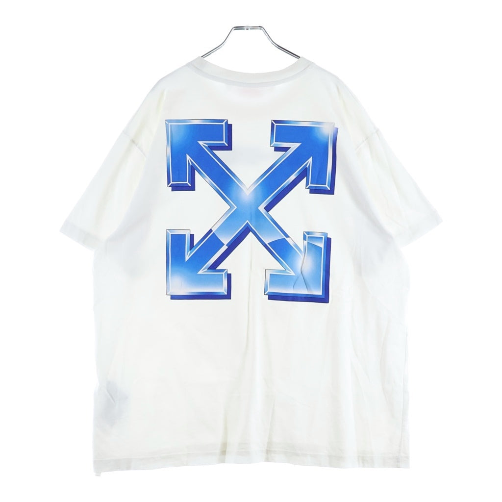 OFF-WHITE(オフホワイト) ブルーメタルアローオーバーサイズドショートスリーブTシャツ ロゴプリント半袖Tシャツカットソー OMAA038S22JER004