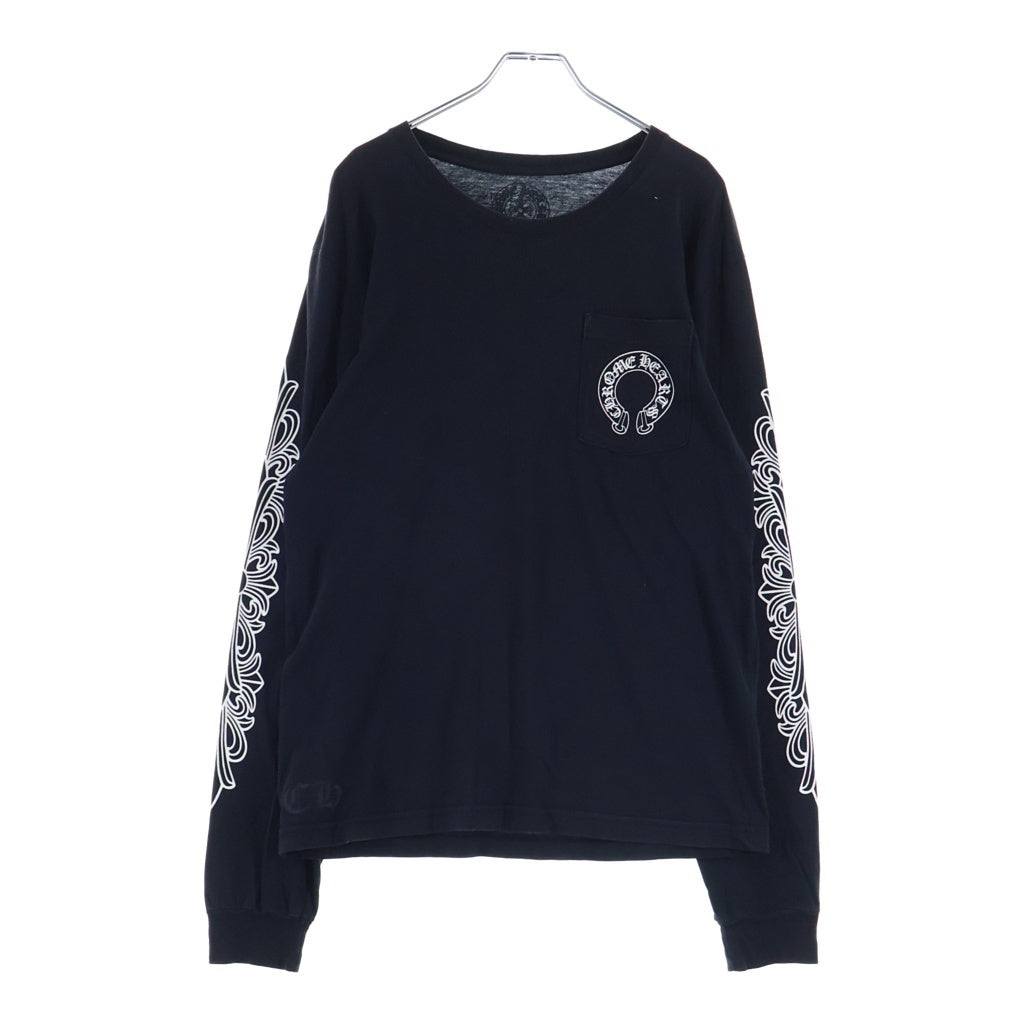 CHROME HEARTS(クロムハーツ) DBL FLRL FUCKYOU L/S TEE ダブルフローラルプリント長袖Tシャツ ブラック/ホワイト