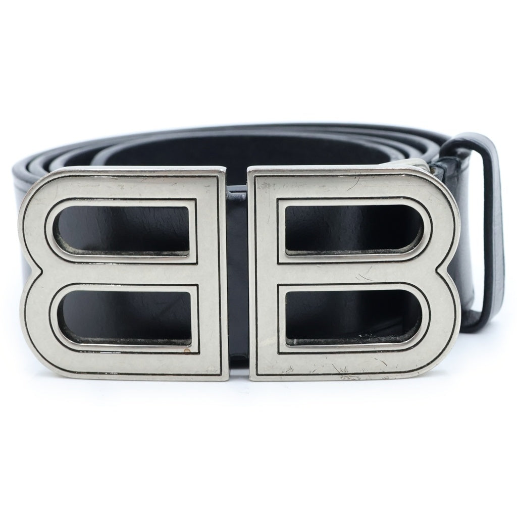 BALENCIAGA(バレンシアガ) BBロゴバックルレザーベルト 674171 ブラック/シルバー
