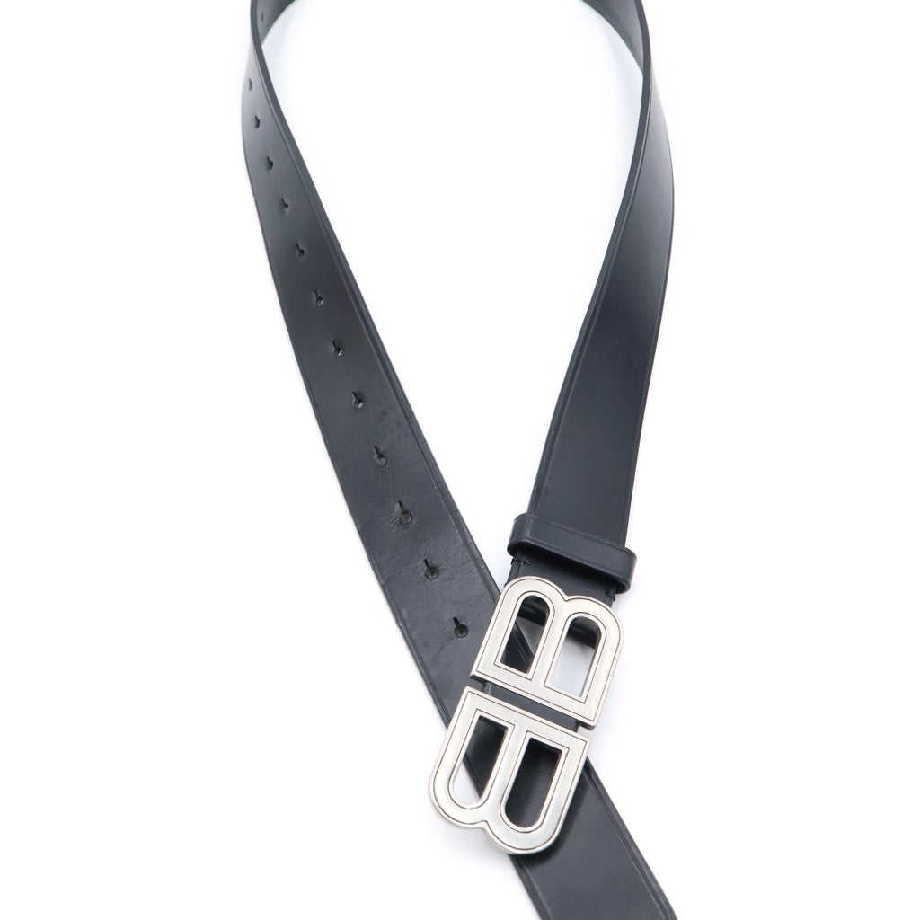 BALENCIAGA(バレンシアガ) BBロゴバックルレザーベルト 674171 ブラック/シルバー