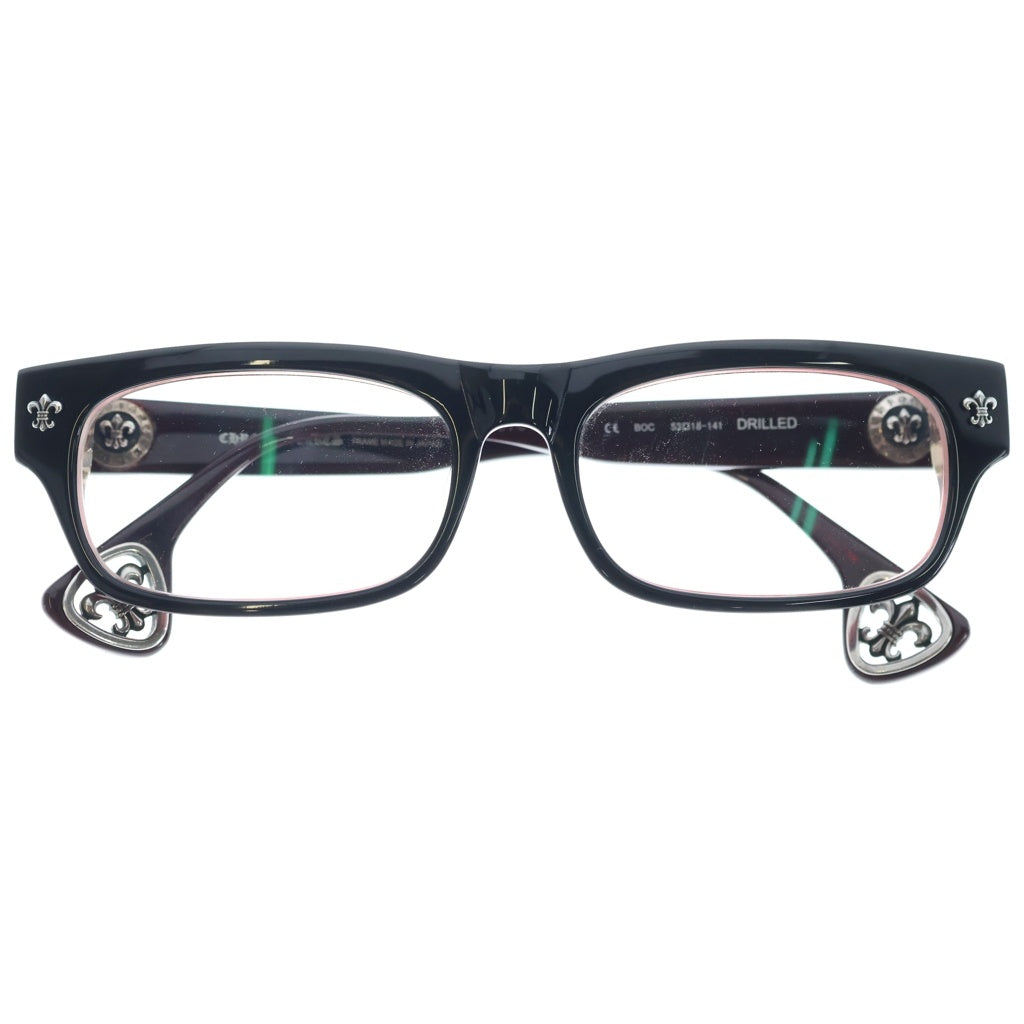 CHROME HEARTS(クロムハーツ) DRILLED BSフレア ウェリントン アイウェア 眼鏡 メガネ ブラック/ボルドー