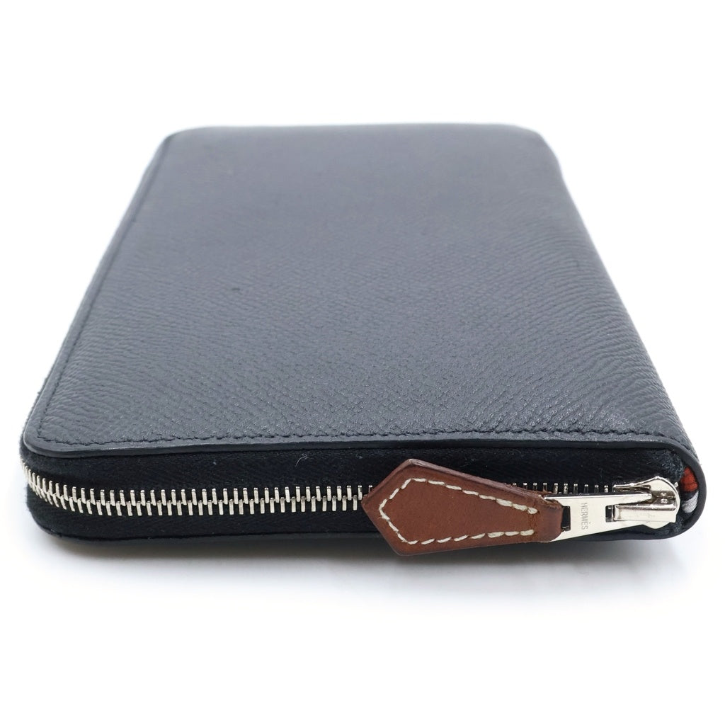 HERMES(エルメス) AZAP SILKIN LONG アザップ シルクイン ロング ラウンドジップウォレット D刻印 ブラック