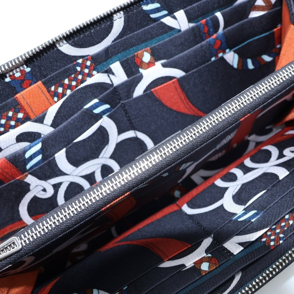 HERMES(エルメス) AZAP SILKIN LONG アザップ シルクイン ロング ラウンドジップウォレット D刻印 ブラック