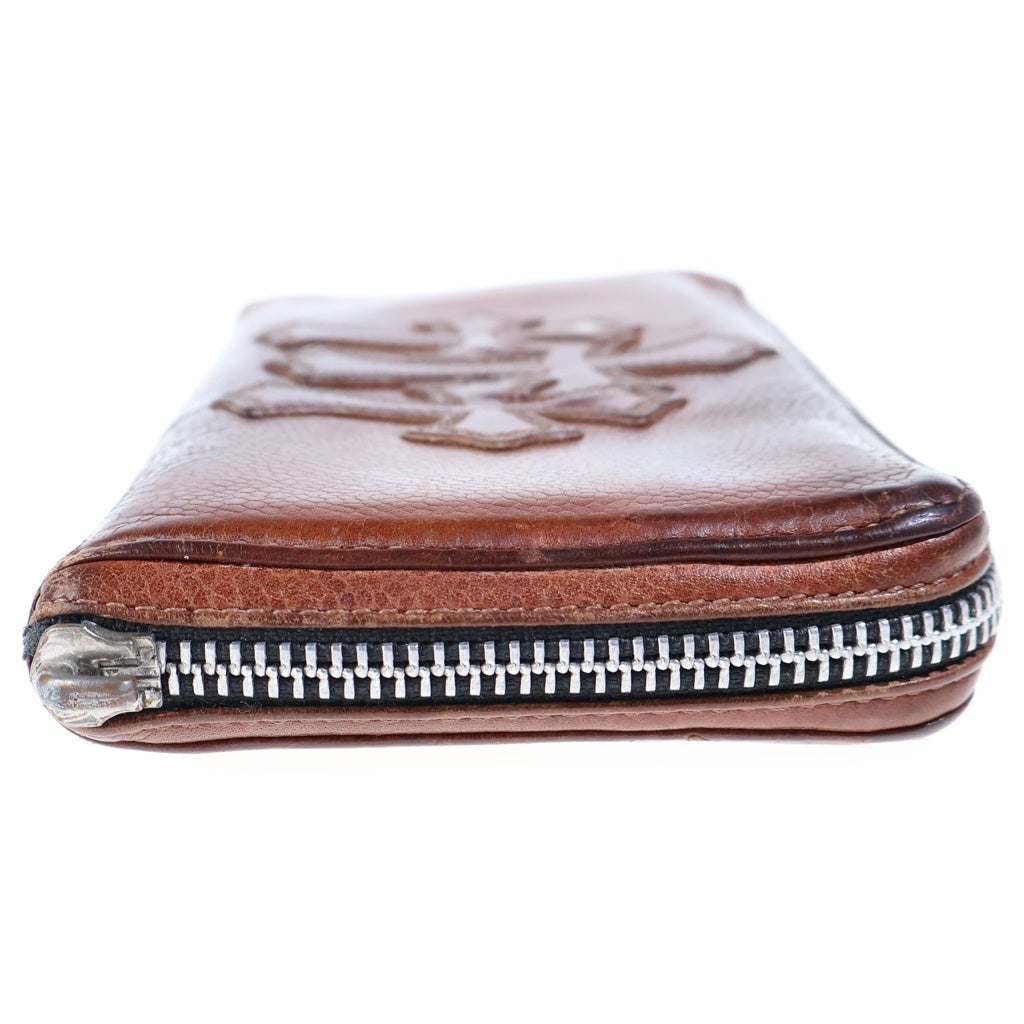 CHROME HEARTS(クロムハーツ) REC F ZIP 3セメタリークロスパッチ ラウンドファスナーウォレット 長財布 ブラウン