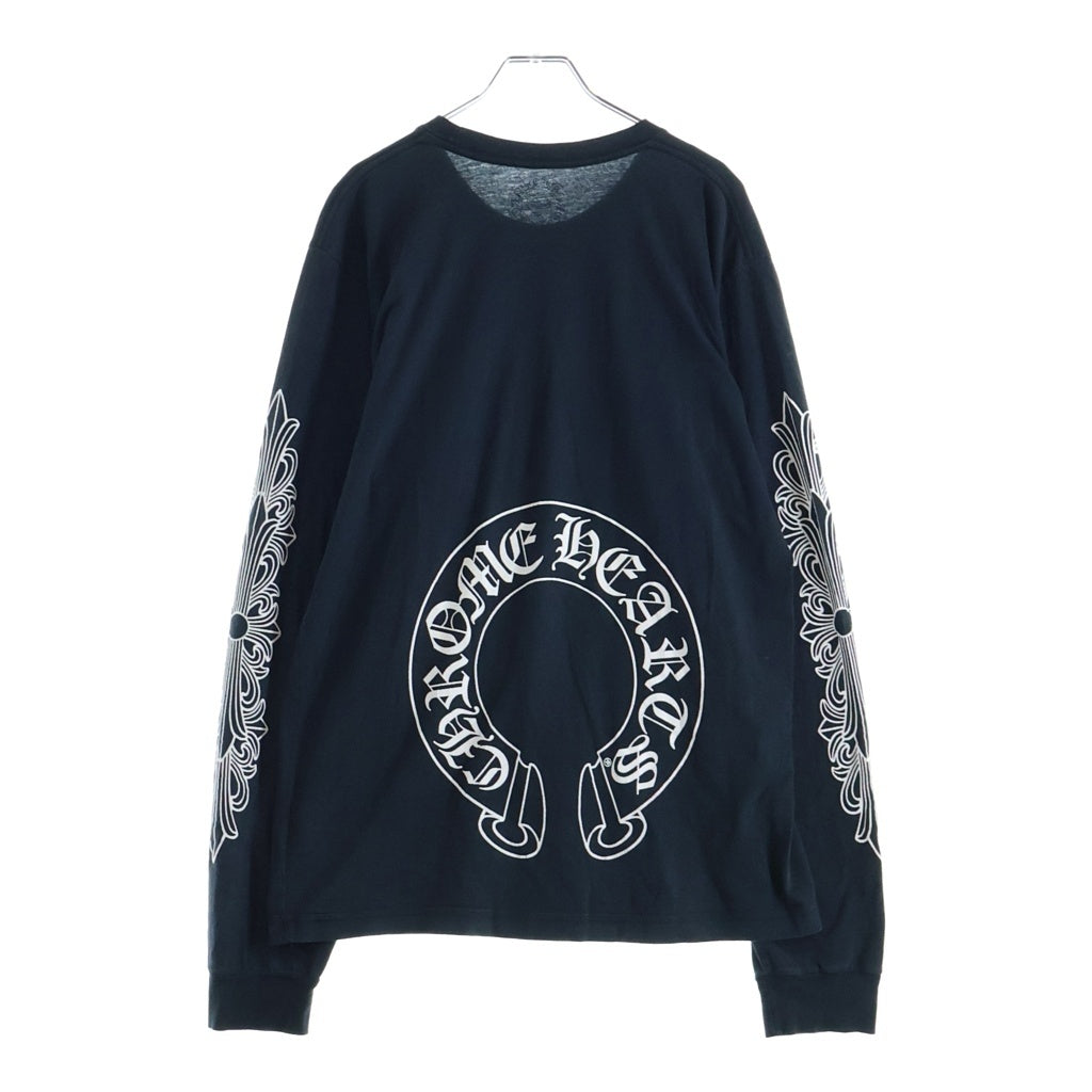 CHROME HEARTS(クロムハーツ) CH L/S TEE アームフローラルバックホースシュープリント長袖Tシャツ ブラック