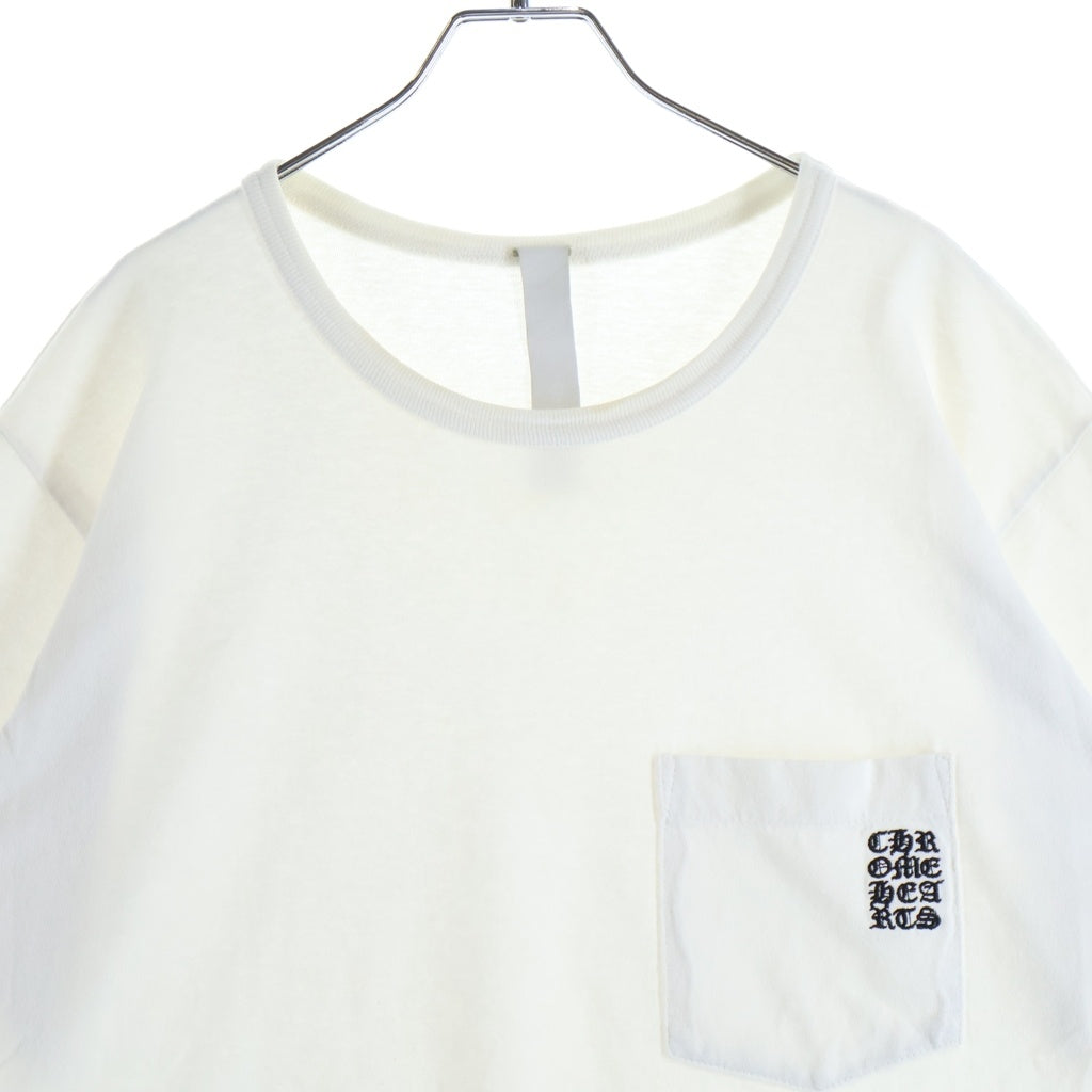 CHROME HEARTS(クロムハーツ) Y NOT Vertical Logo Cross Embroidery S/S Tee ワイノット バーティカルロゴ クロス刺繍半袖Tシャツ ホワイト