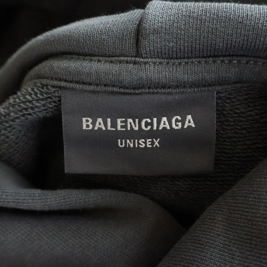 BALENCIAGA(バレンシアガ) フロントボクシングロゴプリント プルオーバーパーカー ブラック 803265 TRVH6