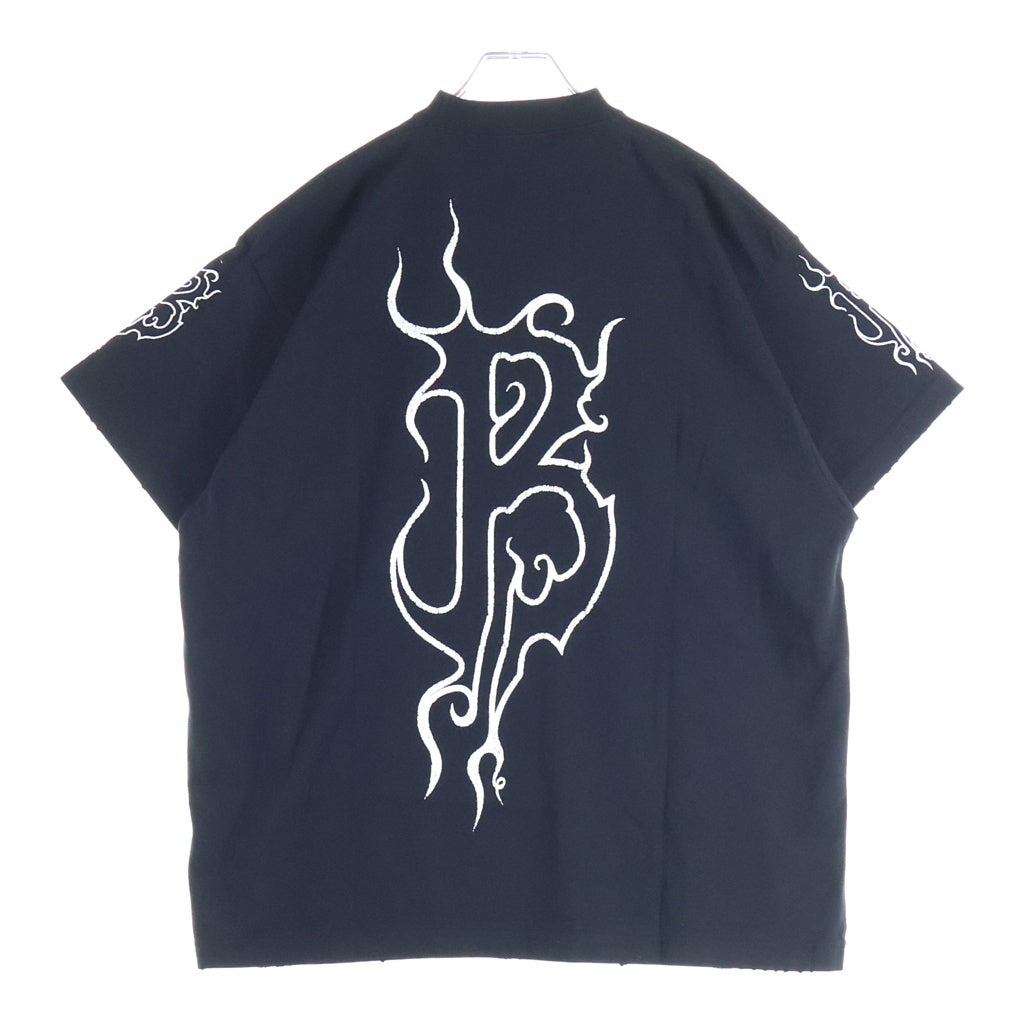 BALENCIAGA(バレンシアガ) Darkwave ダークウェーブ メタルロゴプリント 半袖Tシャツカットソー ブラック 739028 TPVN5