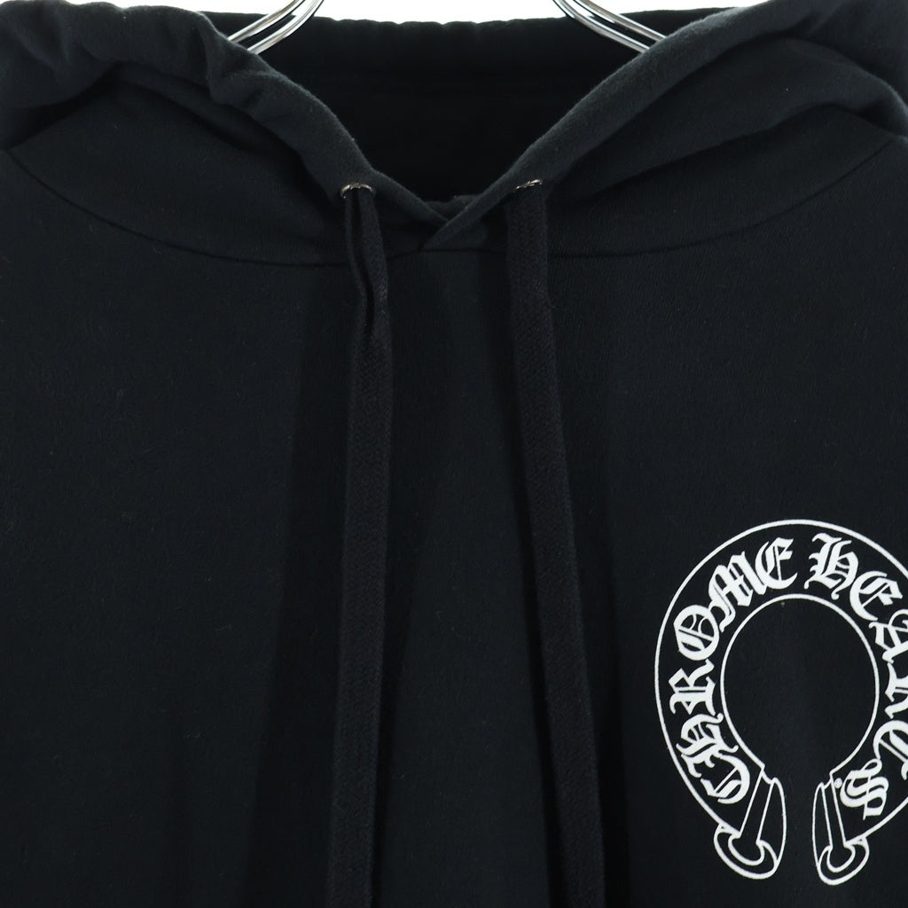 CHROME HEARTS(クロムハーツ) SWTSHRT PLVR 袖フローラル バックホースシュープリント スウェット プルオーバーパーカー ブラック ー