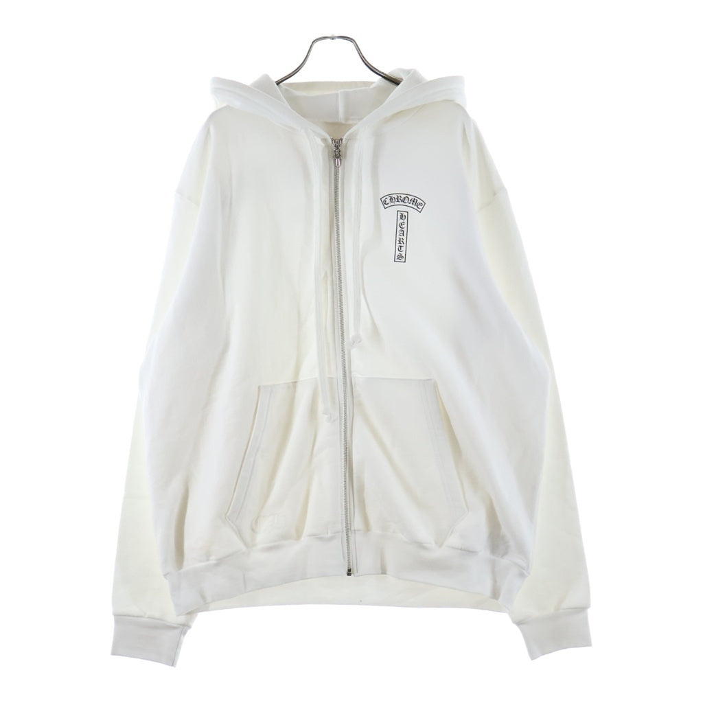 CHROME HEARTS(クロムハーツ) SWTSHRT HD ZIP バッグアーチロゴプリント ジップアップパーカー ホワイト ー