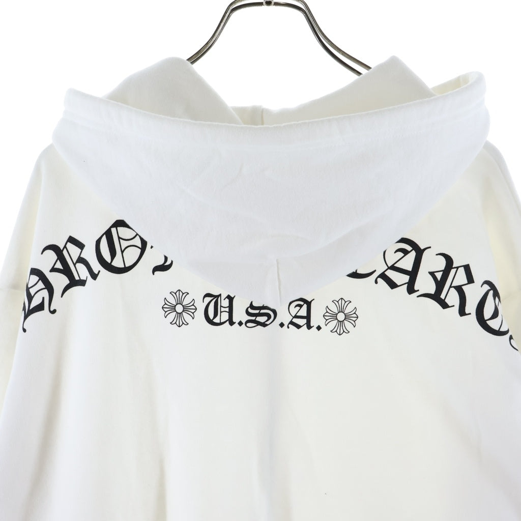 CHROME HEARTS(クロムハーツ) SWTSHRT HD ZIP バッグアーチロゴプリント ジップアップパーカー ホワイト ー