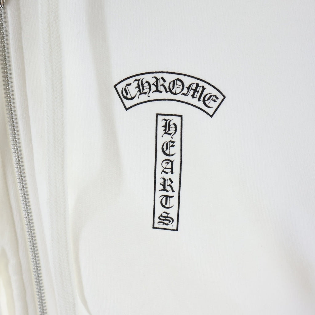 CHROME HEARTS(クロムハーツ) SWTSHRT HD ZIP バッグアーチロゴプリント ジップアップパーカー ホワイト ー