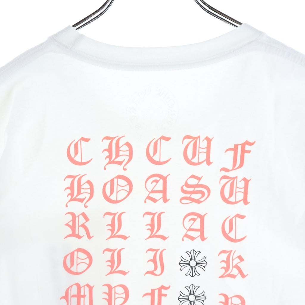 CHROME HEARTS(クロムハーツ) BACK LETTERING LOGO S/S TEE レタリングプリント半袖Tシャツ ホワイト/ピンク