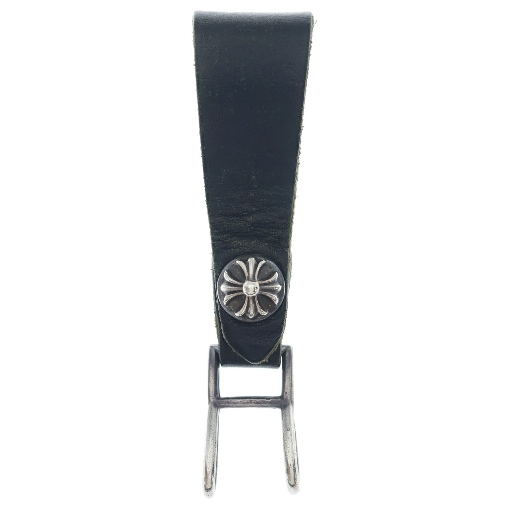 CHROME HEARTS(クロムハーツ) BELT LOOP クロスボールボタンレザーベルトループ シルバー/ブラック BCA397