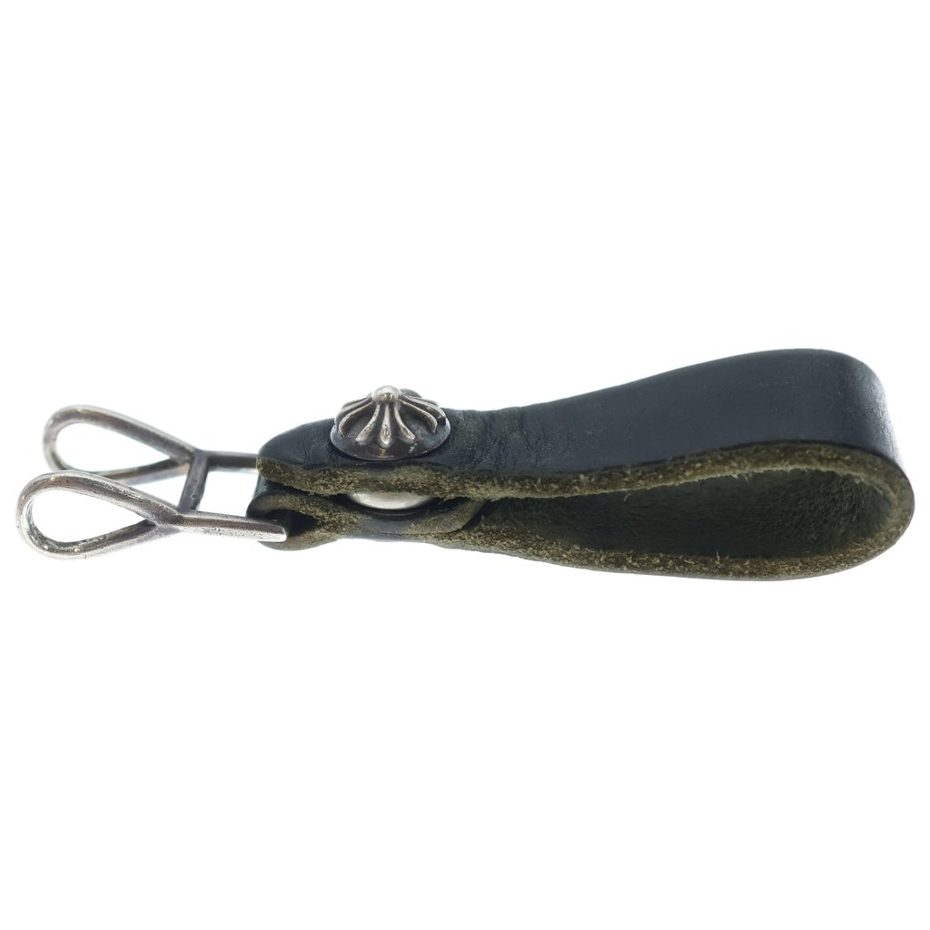 CHROME HEARTS(クロムハーツ) BELT LOOP クロスボールボタンレザーベルトループ シルバー/ブラック BCA397