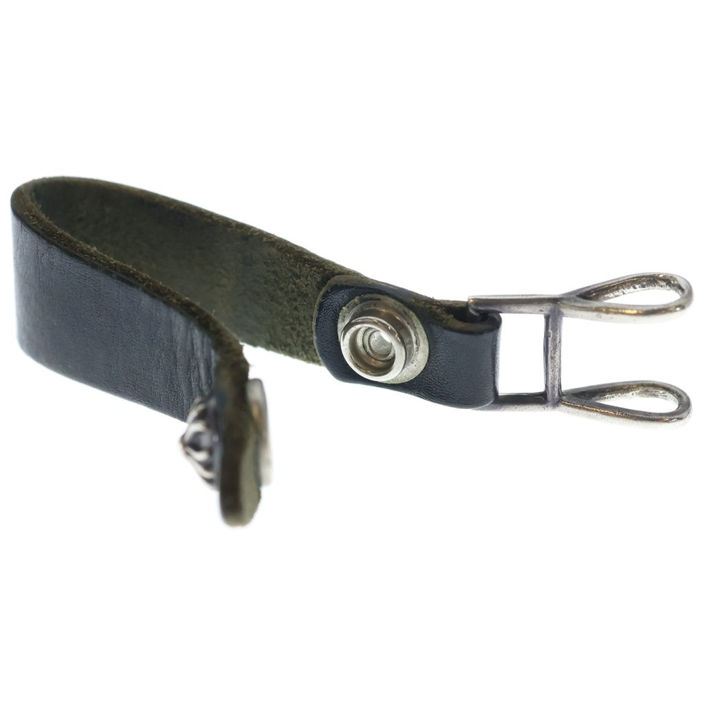 CHROME HEARTS(クロムハーツ) BELT LOOP クロスボールボタンレザーベルトループ シルバー/ブラック BCA397