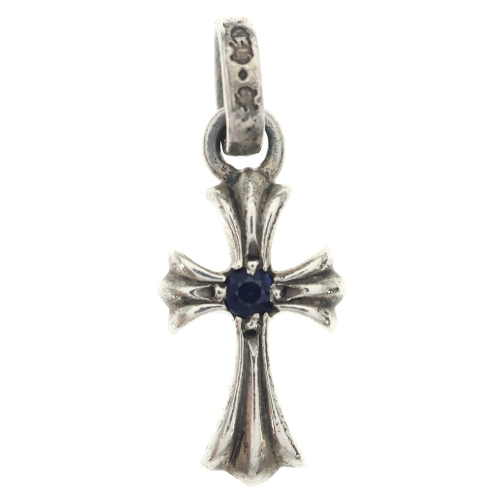 CHROME HEARTS(クロムハーツ) CRS BBYFAT SAP ベイビーファットクロス 両面1サファイヤ ペンダントトップ シルバー