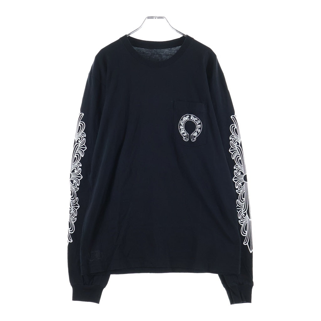 CHROME HEARTS(クロムハーツ) DBL FLRL L/S TEE ダブルフローラルプリント長袖Tシャツ ブラック