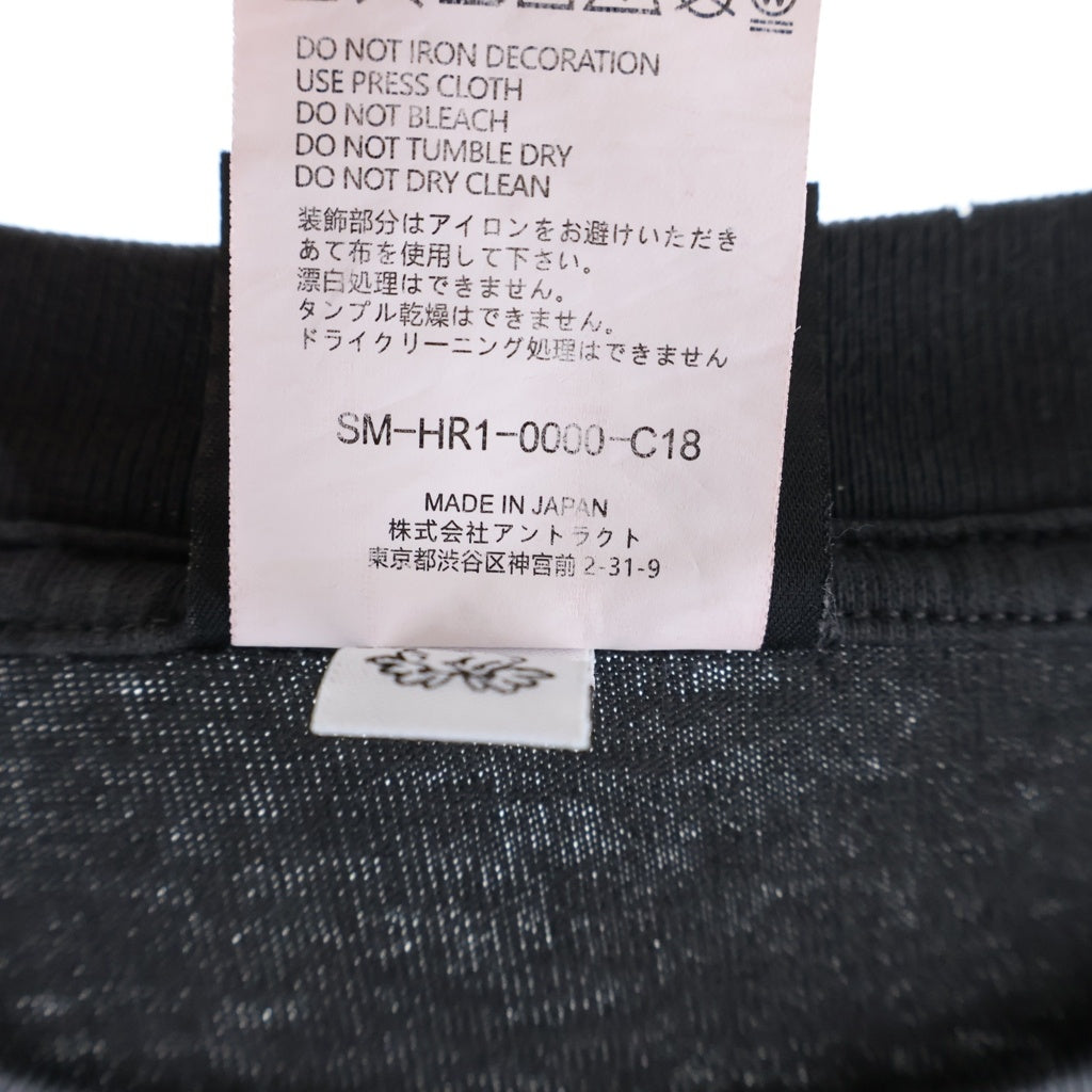 SAINT MICHAEL(セントマイケル) DE LA SOULプリントヴィンテージ加工Tシャツ カットソー ブラック SM-HR1-0000-C18
