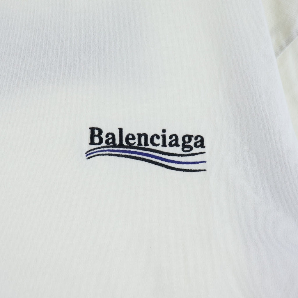BALENCIAGA(バレンシアガ) POLITICAL CAMPAIGN ポリティカルキャンペーンロゴ 半袖Tシャツカットソー ホワイト 641655