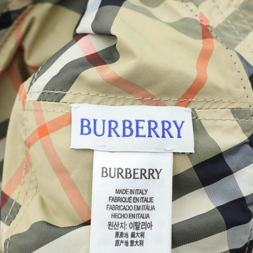 BURBERRY(バーバリー) フロントロゴ刺繍 裏チェック総柄 バケットハット ブラック