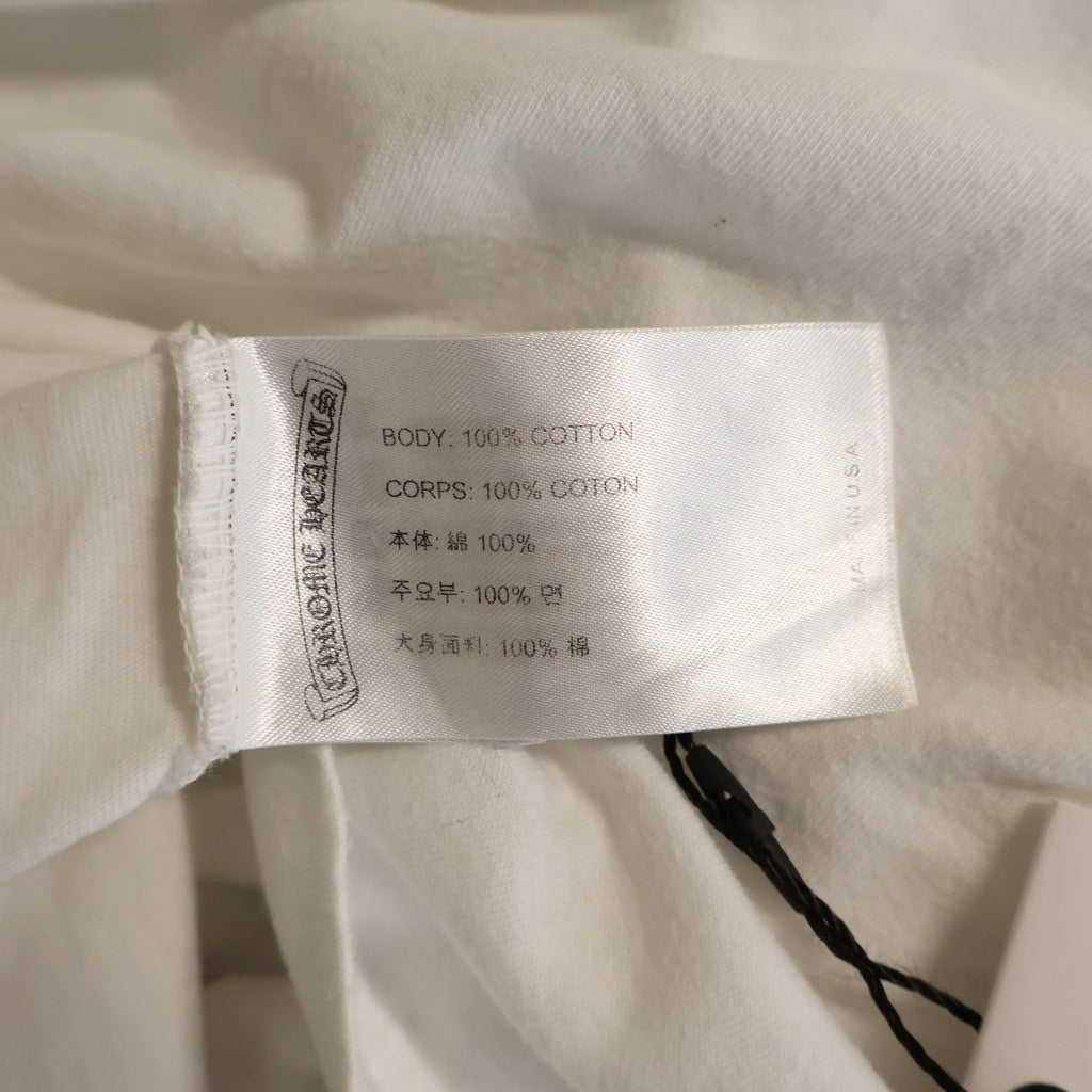 CHROME HEARTS(クロムハーツ) Neon Pink Stripe Logo S/S Tee ストライプロゴプリント 半袖Tシャツカットソー ホワイト/ピンク
