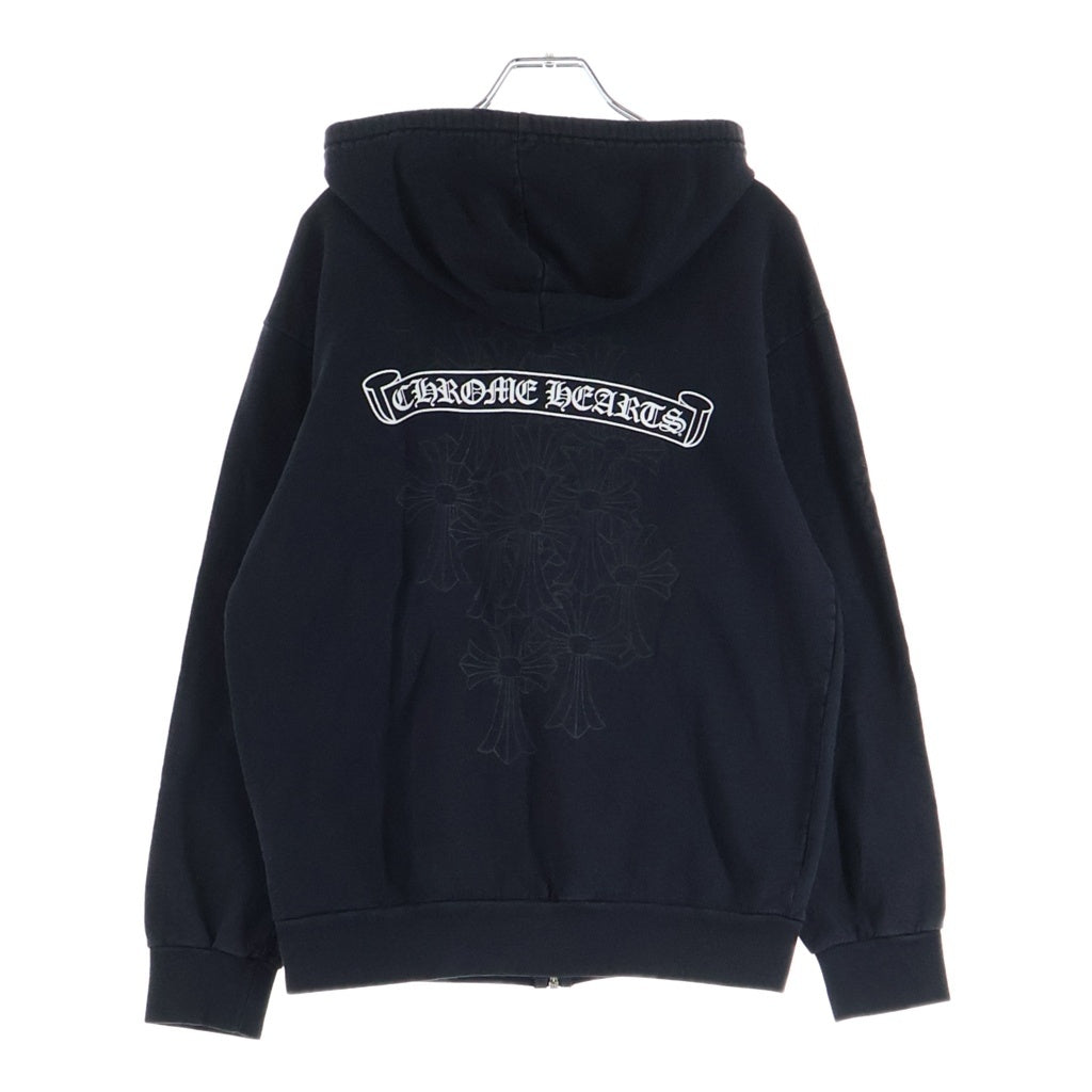 CHROME HEARTS(クロムハーツ) Cemetery Cross SWTSHRT HD ZIP セメタリークロス スクロールラベルプリント ジップアップパーカー ブラック