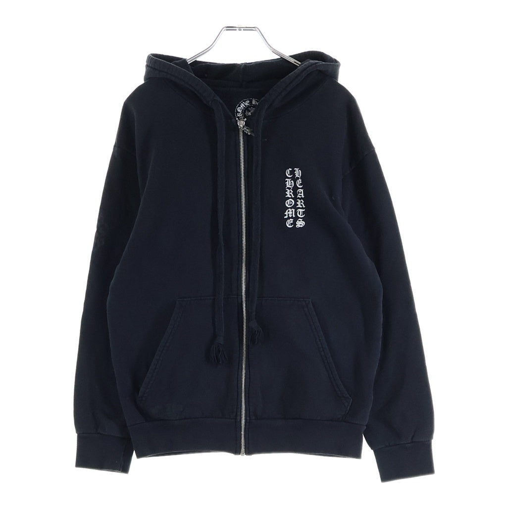 CHROME HEARTS(クロムハーツ) Cemetery Cross SWTSHRT HD ZIP セメタリークロス スクロールラベルプリント ジップアップパーカー ブラック