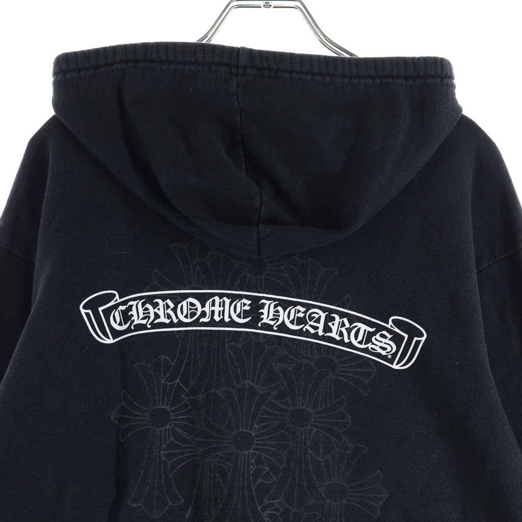 CHROME HEARTS(クロムハーツ) Cemetery Cross SWTSHRT HD ZIP セメタリークロス スクロールラベルプリント ジップアップパーカー ブラック