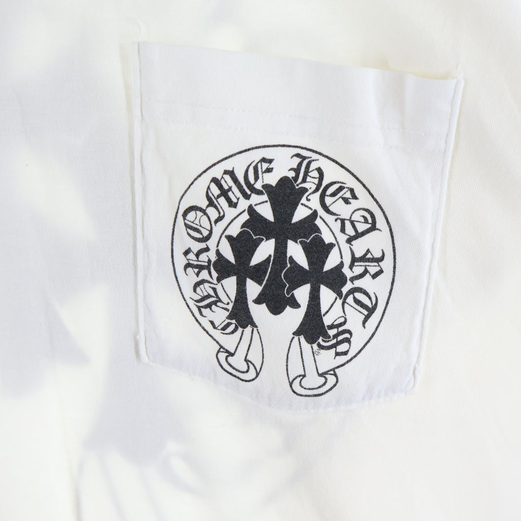 CHROME HEARTS(クロムハーツ) TRIPLE CROSS L/S Tee バックトリプルクロスプリント 長袖Tシャツカットソー ホワイト