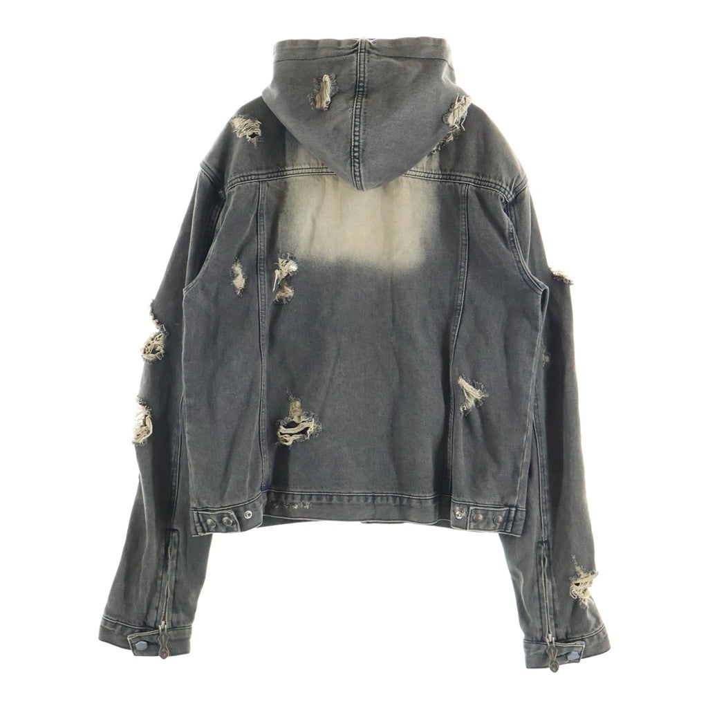 THUG CLUB(サグクラブ) Rover Denim Zip-Up Hoodie ローバーデニムジップアップフーディー ジャケット グレー TC24JK0202