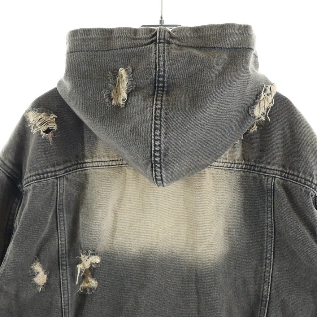 THUG CLUB(サグクラブ) Rover Denim Zip-Up Hoodie ローバーデニムジップアップフーディー ジャケット グレー TC24JK0202