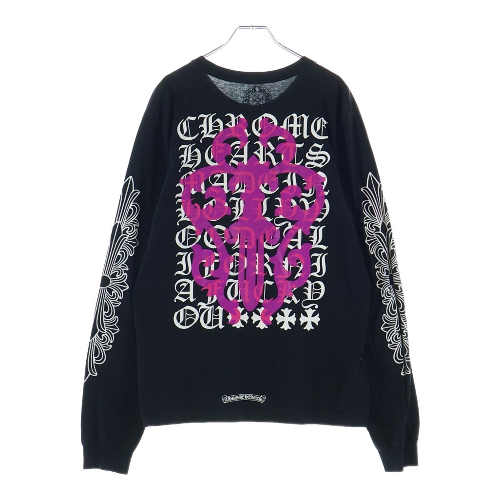 CHROME HEARTS(クロムハーツ) DBL FLRL EYE CHART L/S TEE ダブルフローラル アイチャートプリント長袖Tシャツ ブラック