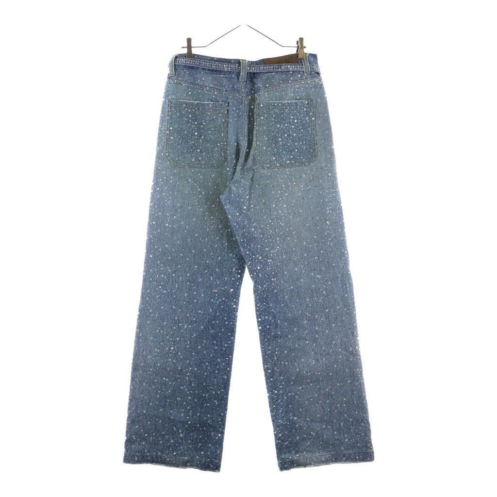 BIRTH OF ROYAL CHILD(バースオブロイヤルチャイルド) 3D Printing Washed 20k Swarovski Diamond Boro Denim ダメージ加工 ラインストーン装飾 デニムパンツ インディゴ