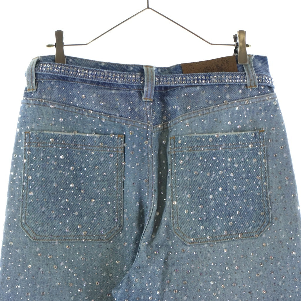 BIRTH OF ROYAL CHILD(バースオブロイヤルチャイルド) 3D Printing Washed 20k Swarovski Diamond Boro Denim ダメージ加工 ラインストーン装飾 デニムパンツ インディゴ
