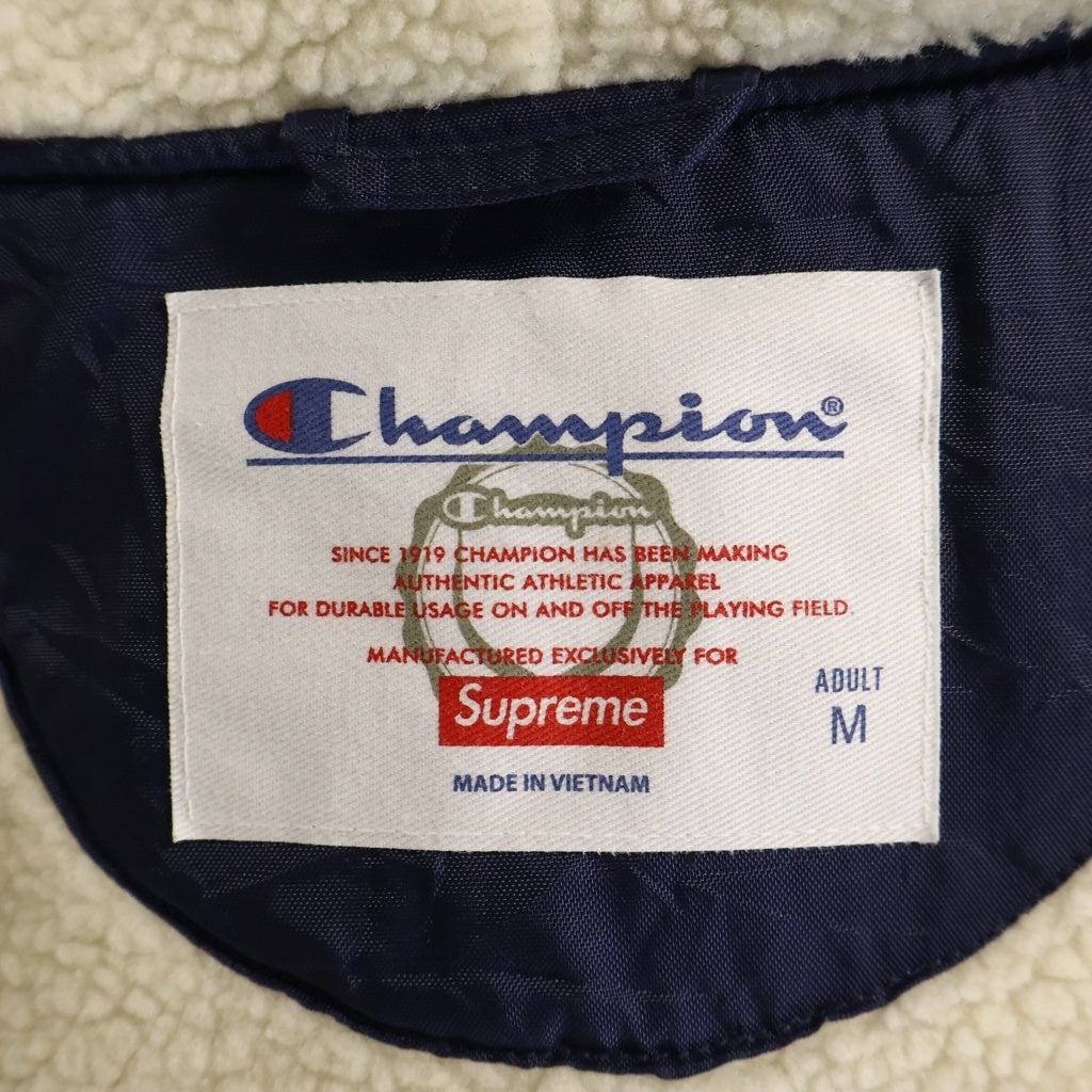 SUPREME(シュプリーム) ×Champion 17AW Sherpa Lined Hooded Jacket シェルパ ラインド フーデッド ジャケット ネイビー