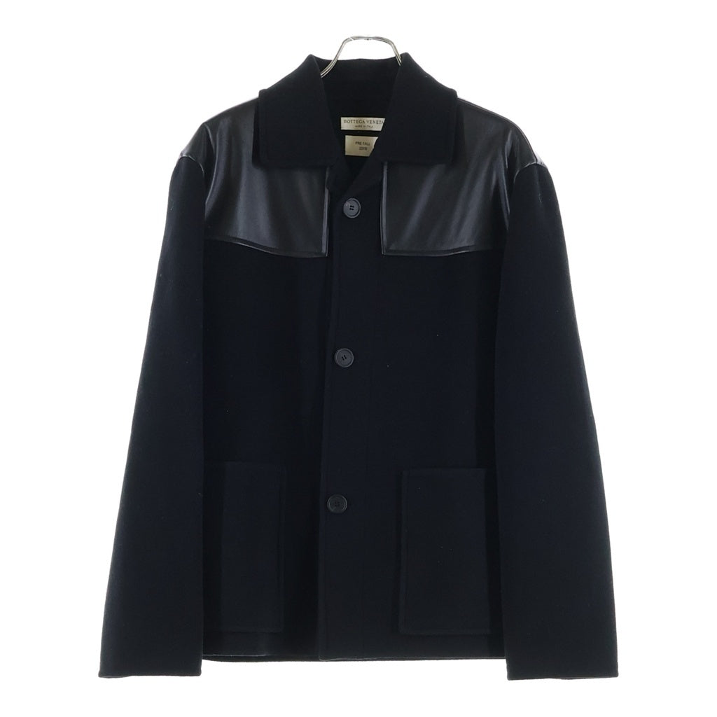 BOTTEGA VENETA(ボッテガヴェネタ) 19AW レザー切替ウールジャケット EPBV-19-1454 ブラック