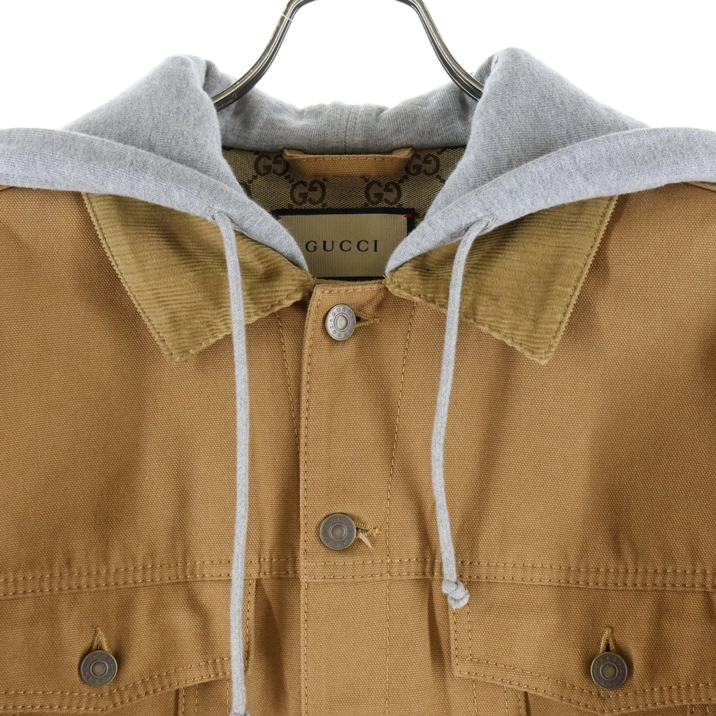 GUCCI(グッチ) Denim Jacket With Contrast Hood フード付きデニムジャケット 713883 XDCDC ブラウン