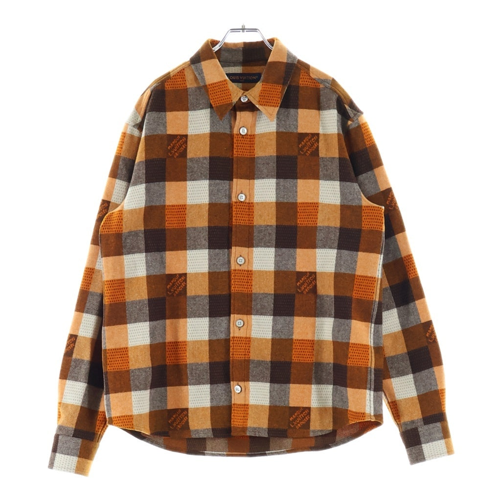 LOUIS VUITTON(ルイヴィトン) 24AW ロングスリーブフランネル 長袖シャツ RM242M MJS HRS63W ブラウン/オレンジ