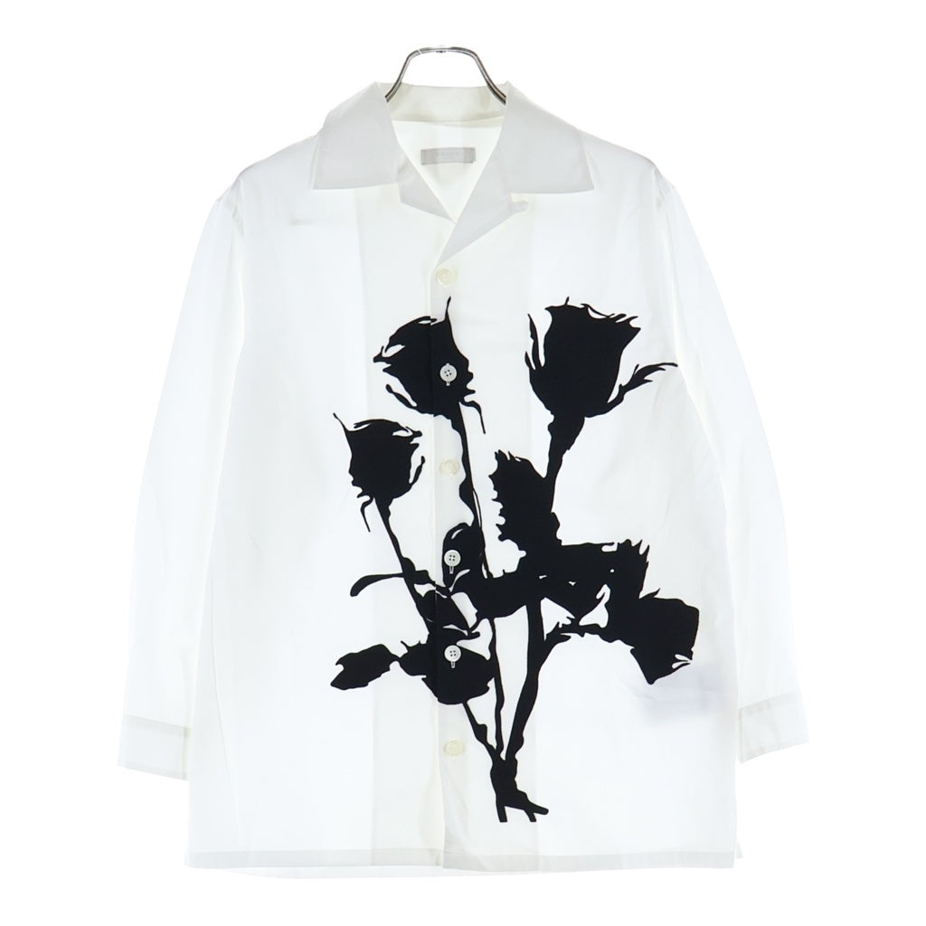 PRADA(プラダ) 23SS フローラルデザイン コットン 長袖シャツ UCN542 ホワイト