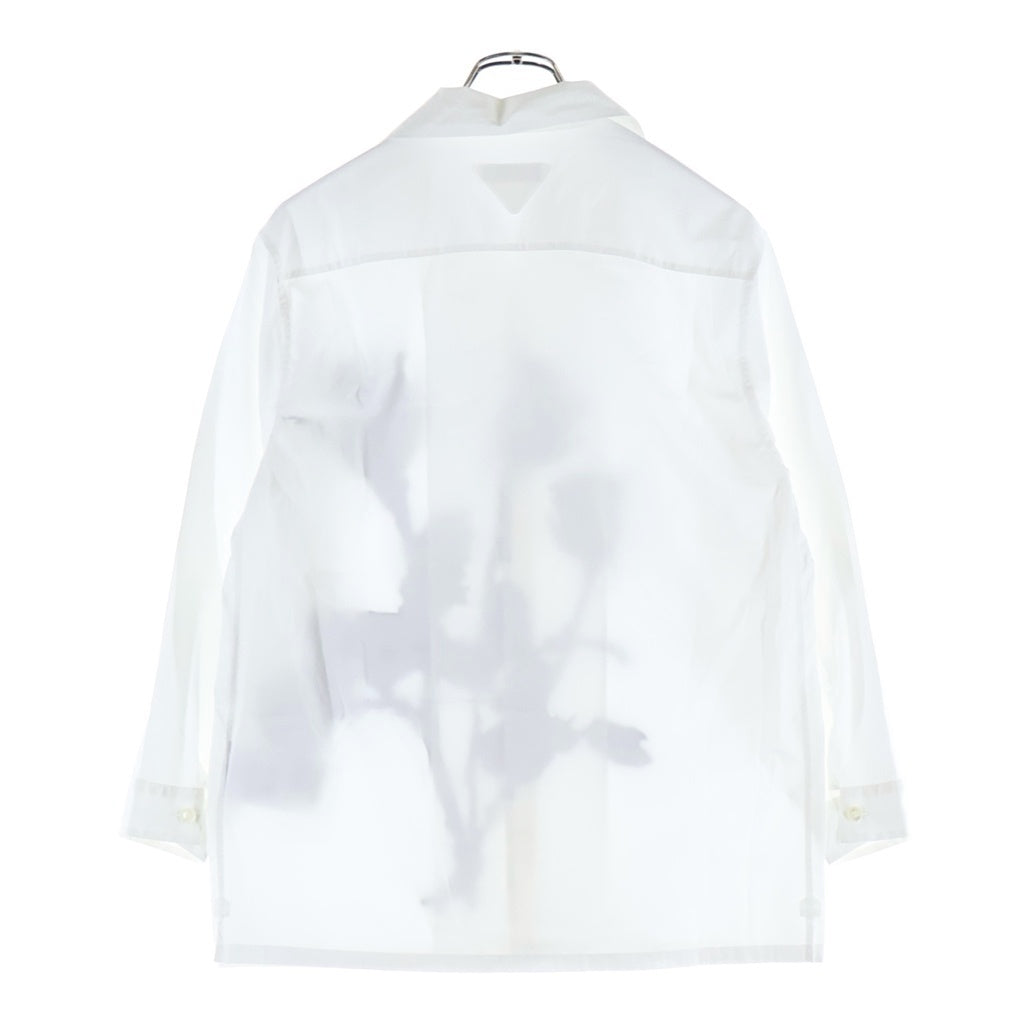 PRADA(プラダ) 23SS フローラルデザイン コットン 長袖シャツ UCN542 ホワイト
