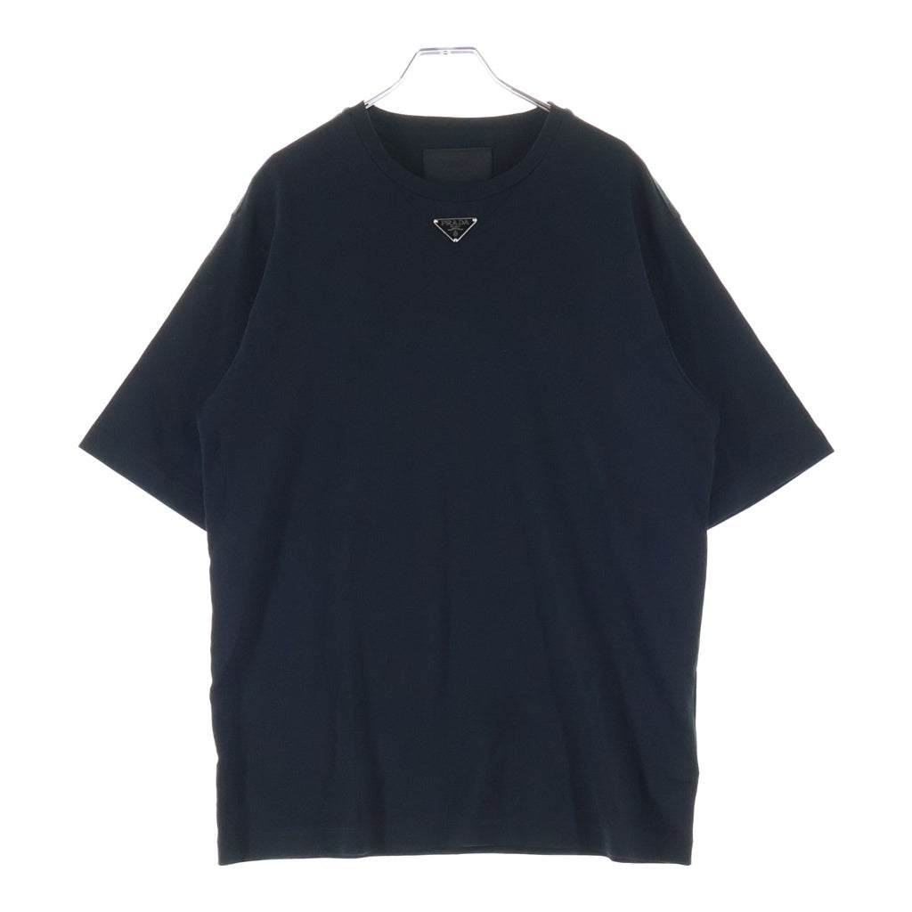 PRADA(プラダ) 23SS トライアングルロゴプレート クルーネック 半袖Tシャツカットソー UJN861 ブラック