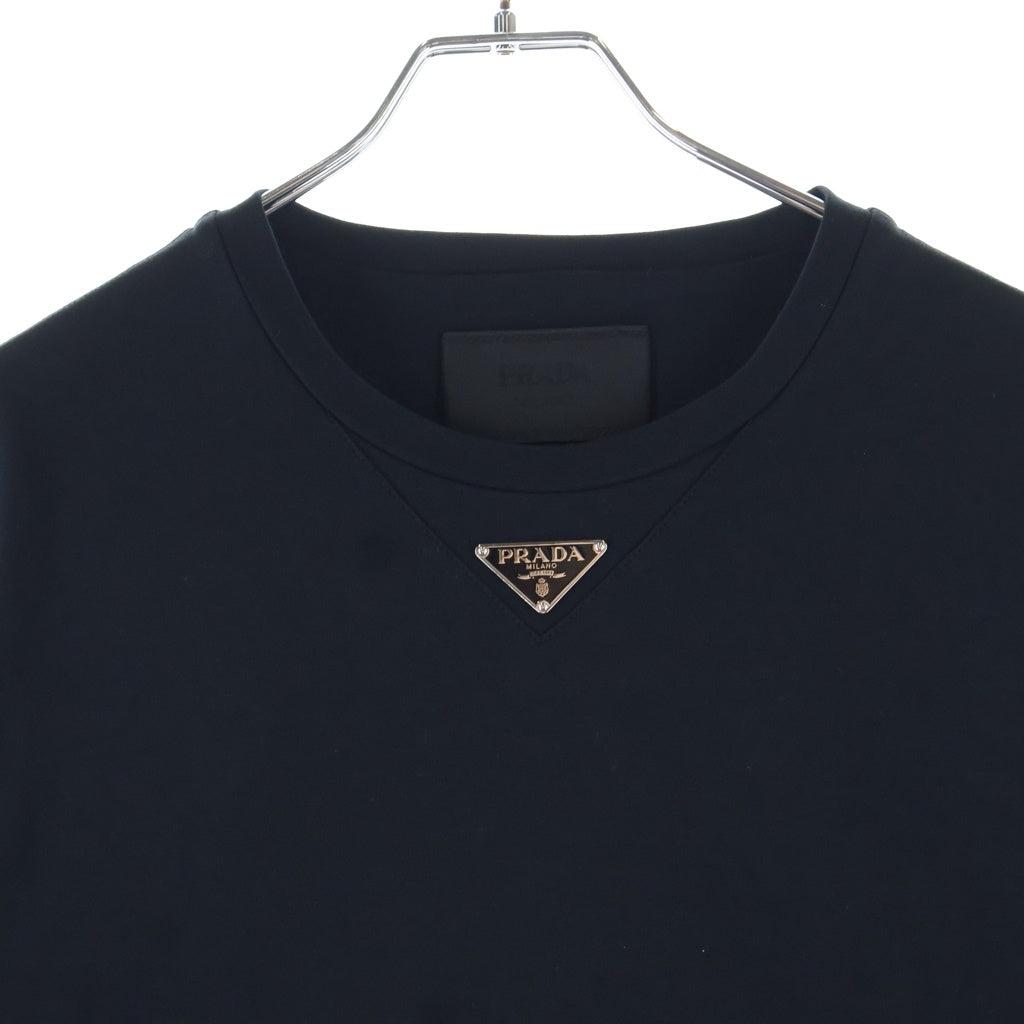 PRADA(プラダ) 23SS トライアングルロゴプレート クルーネック 半袖Tシャツカットソー UJN861 ブラック