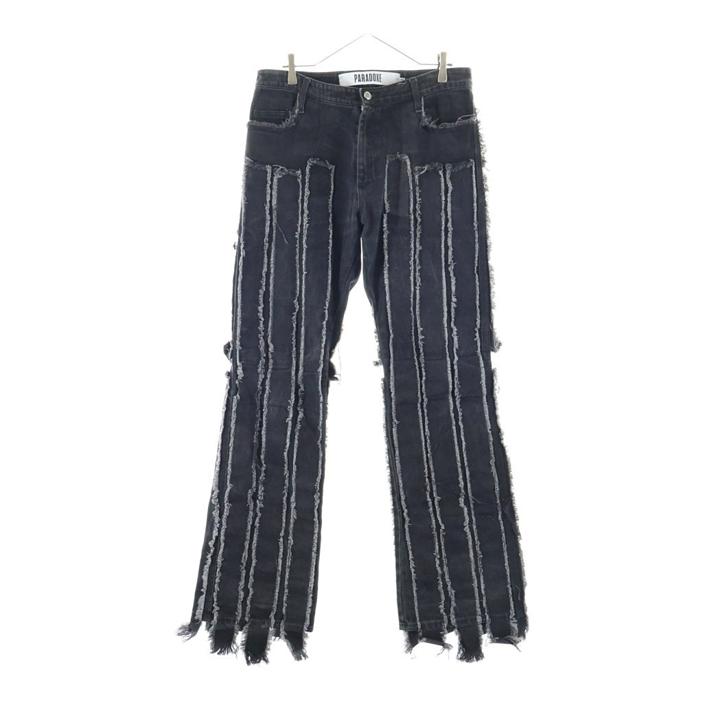 PARADOXE PARIS(パラドークス パリ) AREA51 BLACK DENIM フリンジブラックデニムパンツ ブラック