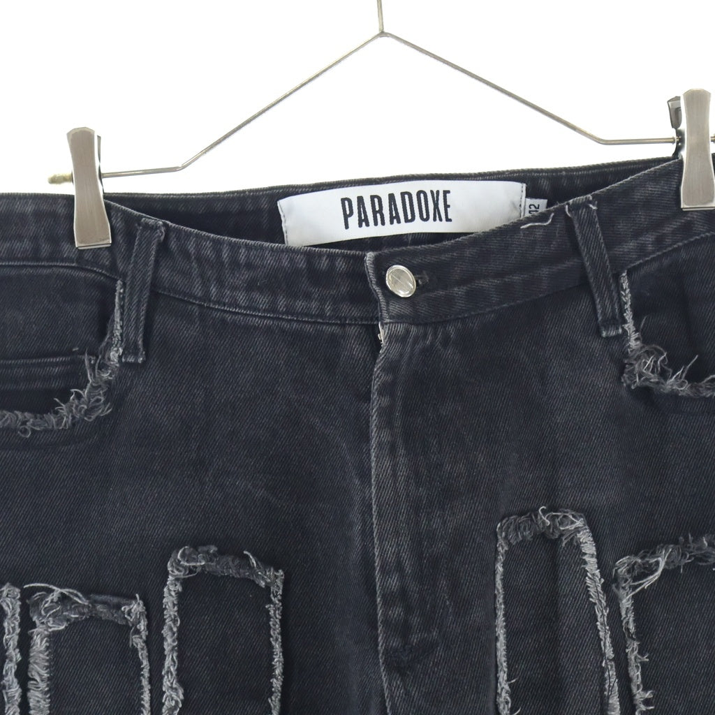 PARADOXE PARIS(パラドークス パリ) AREA51 BLACK DENIM フリンジブラックデニムパンツ ブラック